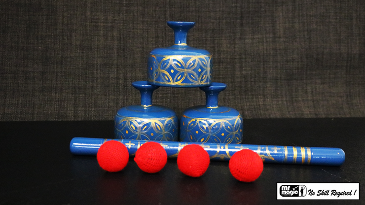 Indian Street Cups with Wand (Hand painted blue) | Mr. Magic