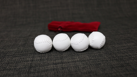 Set of 4 Leather Balls for Cups and Balls (White w/White Stitching) | Leo Smetsers