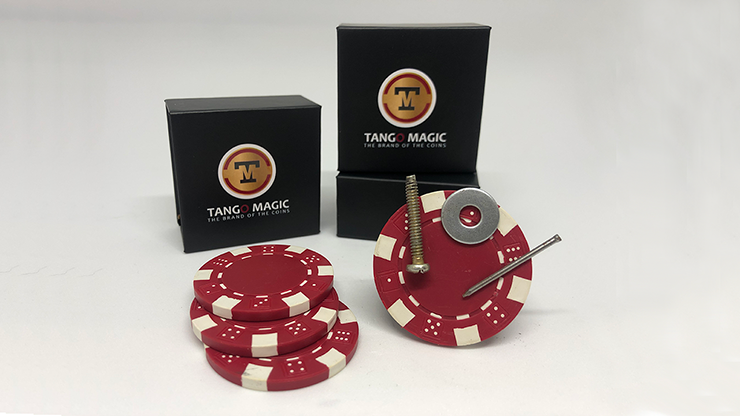 Magnetic Poker Chip Red plus 3 regular chips (PK003R) | Tango Magic