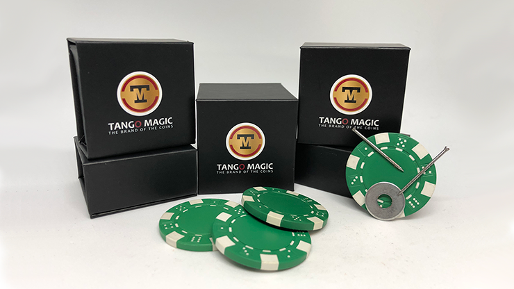 Magnetic Poker Chip Green plus 3 regular chips (PK003G) | Tango Magic