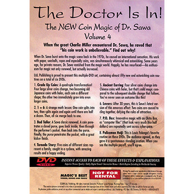 The Doctor Is In - The New Coin Magic of Dr. Sawa Vol. 4 - (DVD)