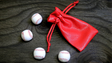 Set of 4 Leather Balls for Cups and Balls (White w/Red Stitching) | Leo Smetsers 