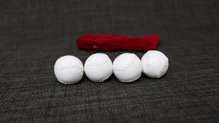 Set of 4 Leather Balls for Cups and Balls (White w/White Stitching) | Leo Smetsers 