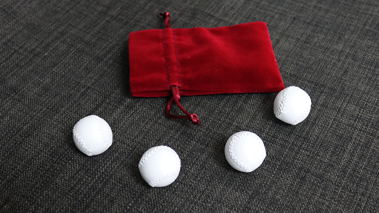 Set of 4 Leather Balls for Cups and Balls (White w/White Stitching) | Leo Smetsers 