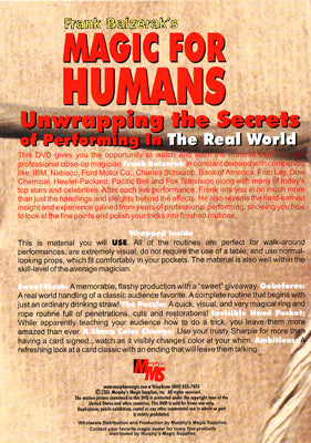 Magic For Humans | Frank Balzerak - DVD