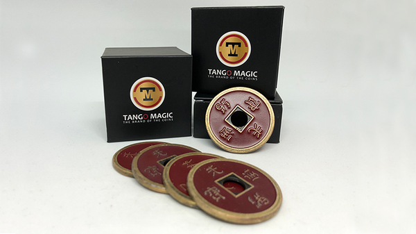 Expanded Shell Chinese Coin Brass, Red (CH007) | Tango Magic