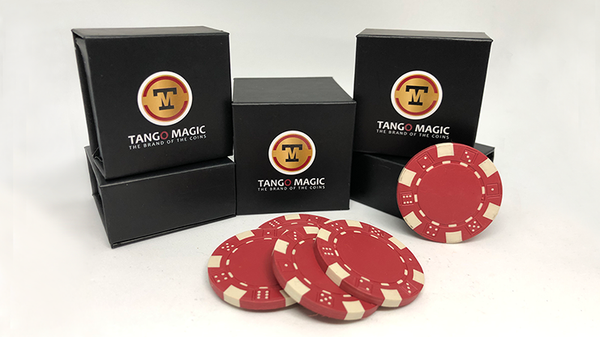 Expanded Shell Coin, Poker Chip Red plus 4 Regular Chips (PK001R) | Tango Magic