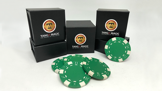 Expanded Shell Coin, Poker Chip Green plus 4 Regular Chips (PK001G) | Tango magic 