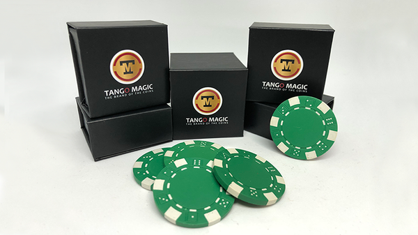 Expanded Shell Coin, Poker Chip Green plus 4 Regular Chips (PK001G) | Tango Magic