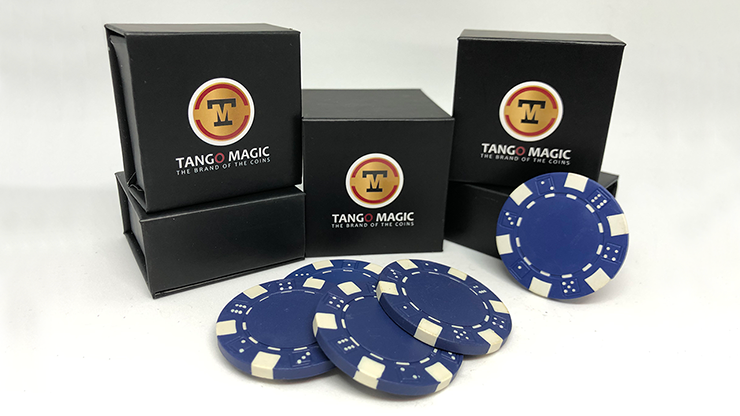 Expanded Shell Coin, Poker Chip Blue plus 4 Regular Chips (PK001B) | Tango magic 