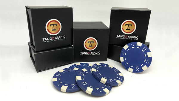 Expanded Shell Coin, Poker Chip Blue plus 4 Regular Chips (PK001B) | Tango Magic