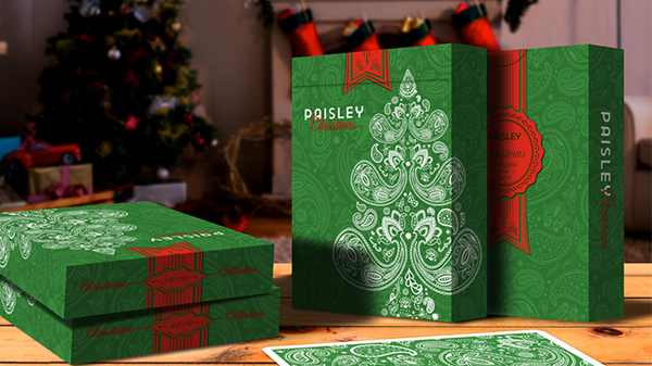 Paisley Metallic Green Christmas Playing Cards | Dutch Card House Company
