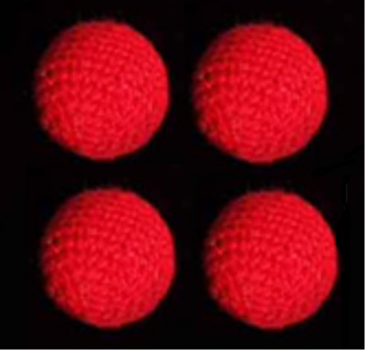 Ball, umhäkelt, 2,5 cm, rot, 4er-Satz