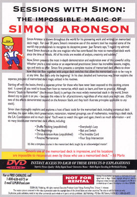 Sessions With Simon: The Impossible Magic Of Simon Aronson Vol. 3 (Memorized Deck) - (DVD)